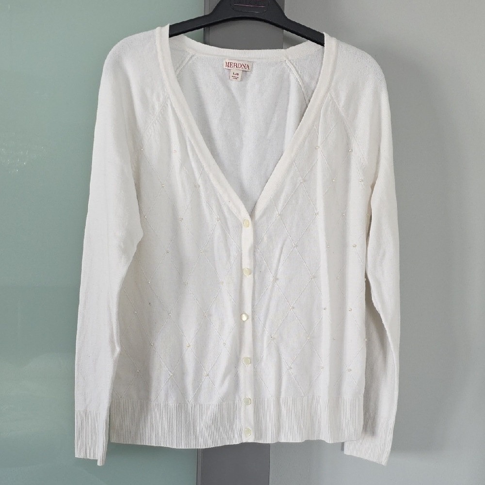 Merona Women's Size L Cardigan With Buttons And Beading